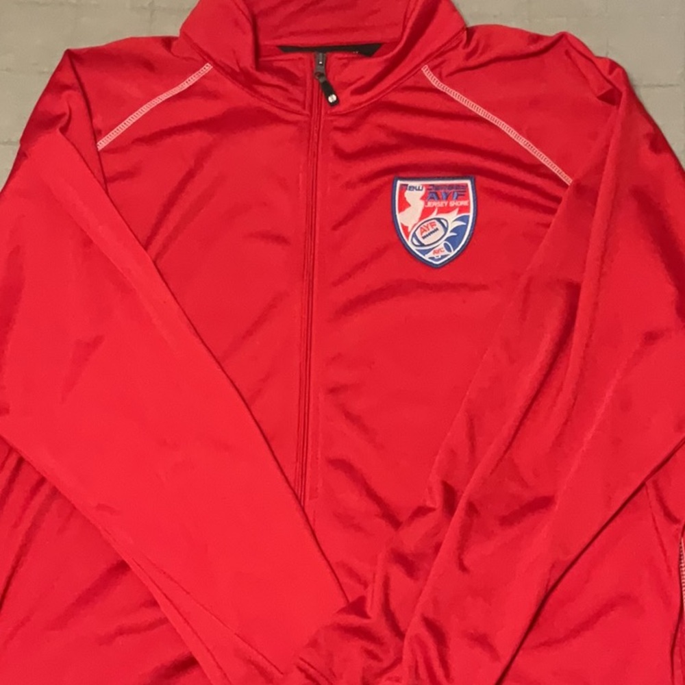 Red Full-Zip Athletic Jacket with Patch Logo